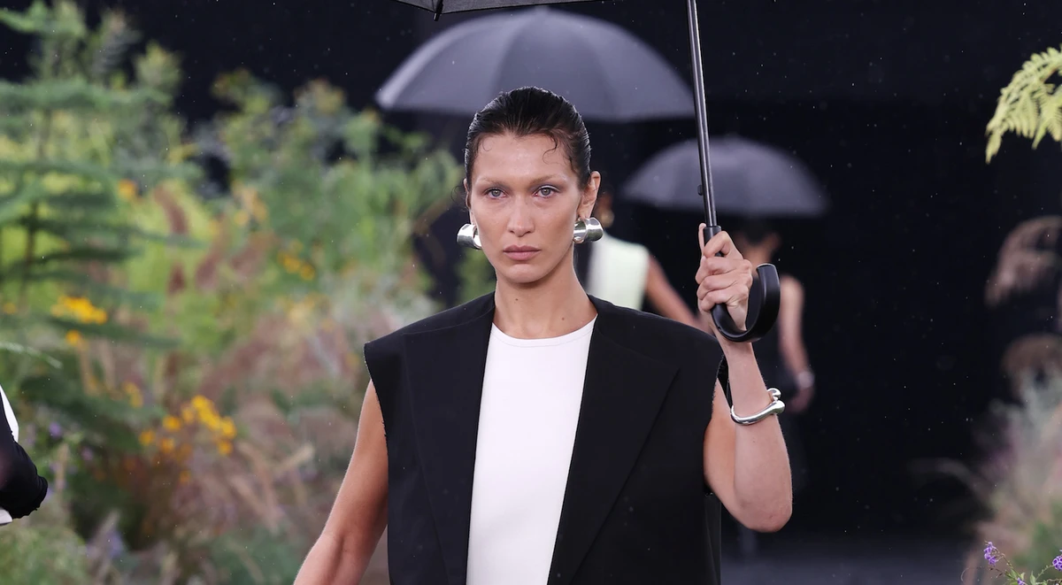 Bella Hadid walks for Jil Sander at Milan Fashion Week. (Getty Images)
