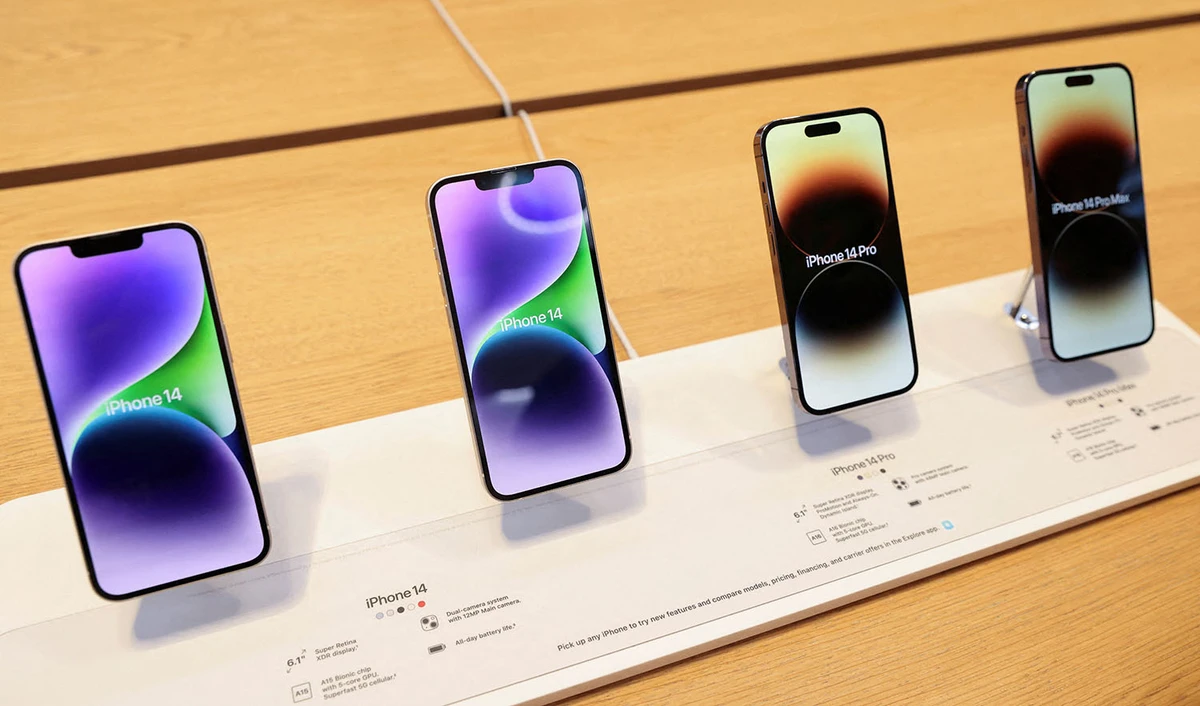 The iPhone 14, iPhone 14 Pro and iPhone 14 Pro Max are displayed at the Apple Fifth Avenue store, in Manhattan, New York City on September 16, 2022. (REUTERS)