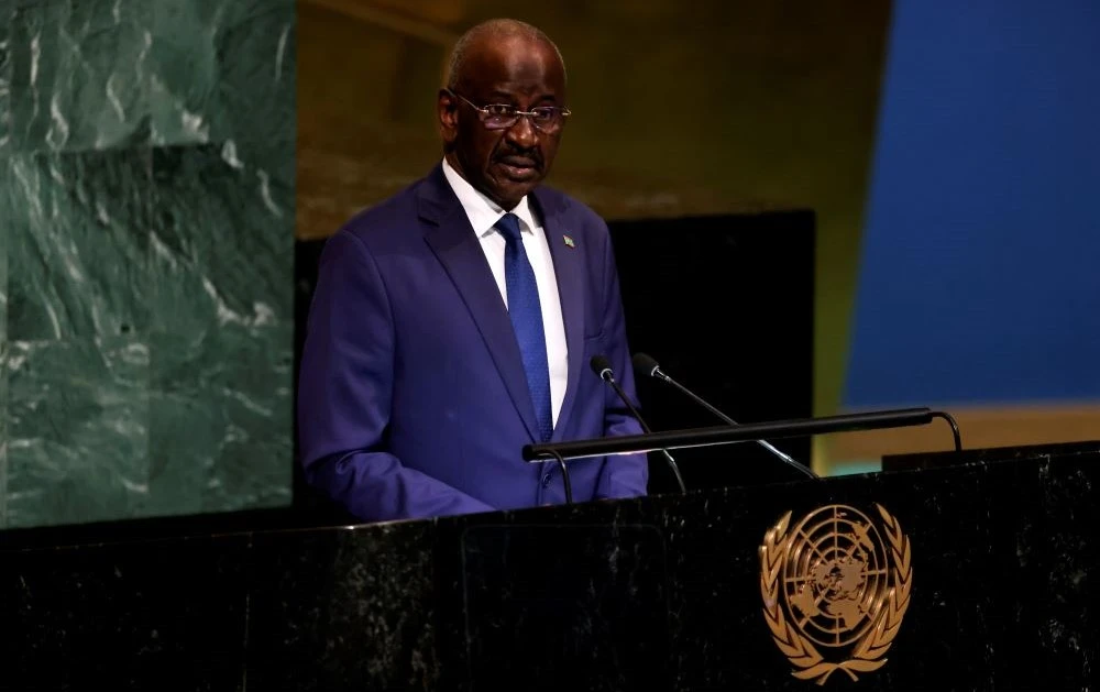 Minister for Foreign Affairs of Mauritania Mohamed Salem Ould Merzoug addresses the 77th session of the United Nations General Assembly, Monday, Sept. 26, 2022. (AP Photo)