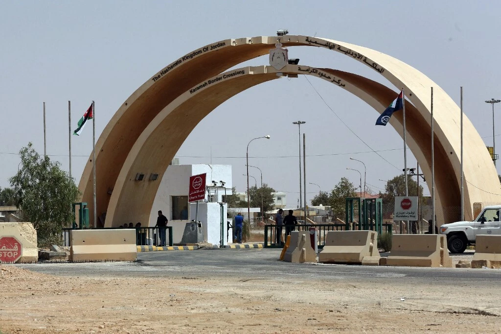 Jordanian security forces stand guard at the Al-Karameh border point with Iraq. (File/AFP)