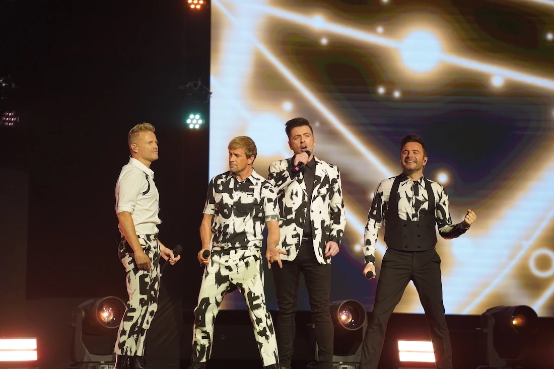 Westlife entertained audiences at Maraya in AlUla with some of their greatest hits. From left to right Nicky Byrne, Kian Egan, Mark Feehily, and Shane Filan. (AN photo by Abdulrahman Binshalhoub)