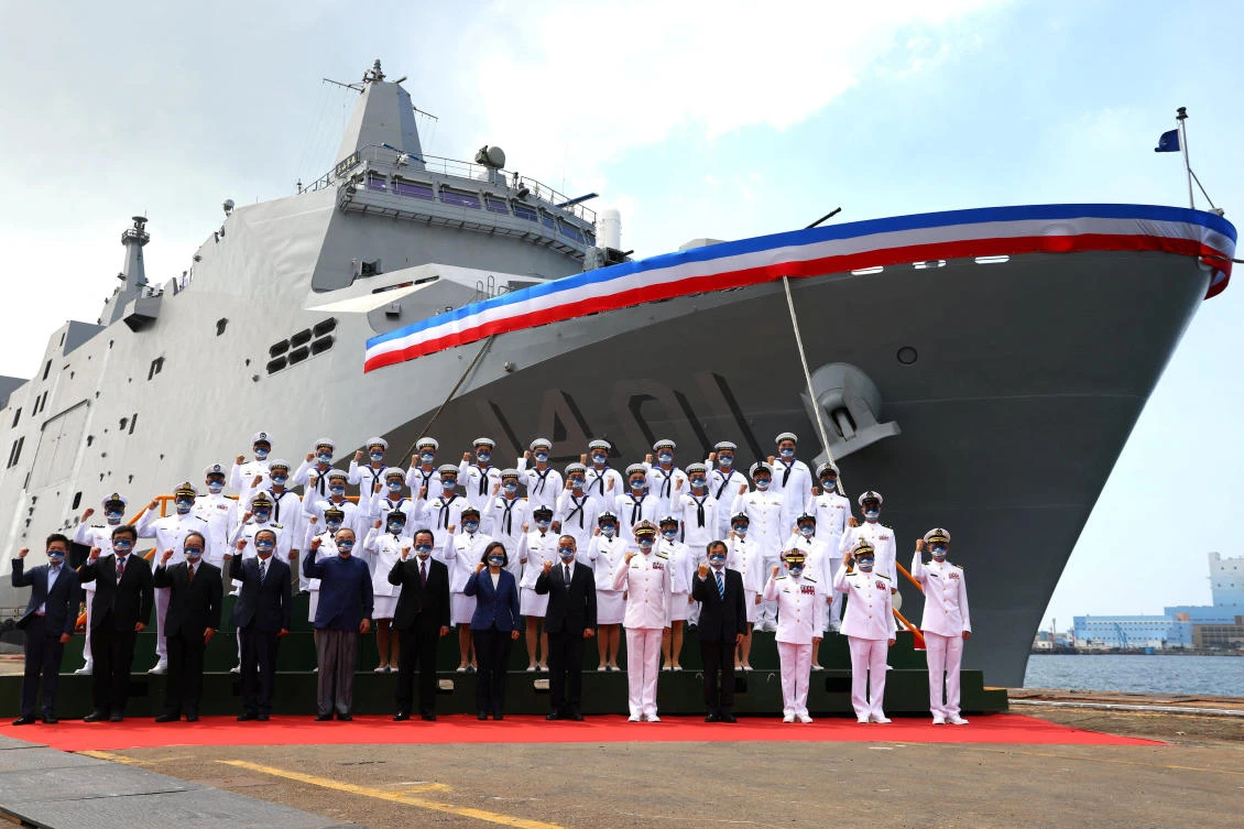 The warfare ship is President Tsai Ing-wen’s latest in Taiwan’s defense self-sufficiency push. (Reuters)