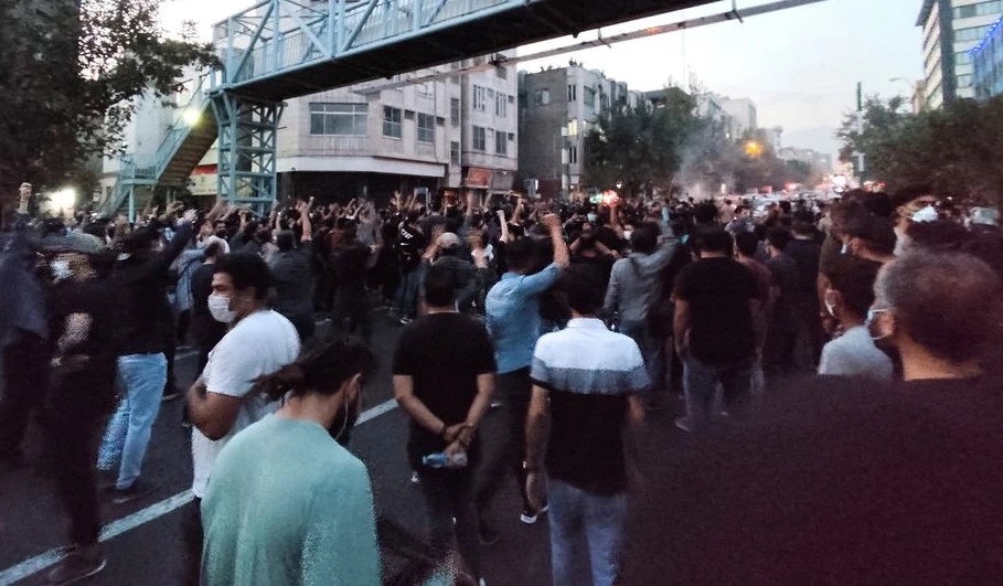 People attend a protest over the death of Mahsa Amini, Tehran, Iran, Sept. 21, 2022. (Reuters)