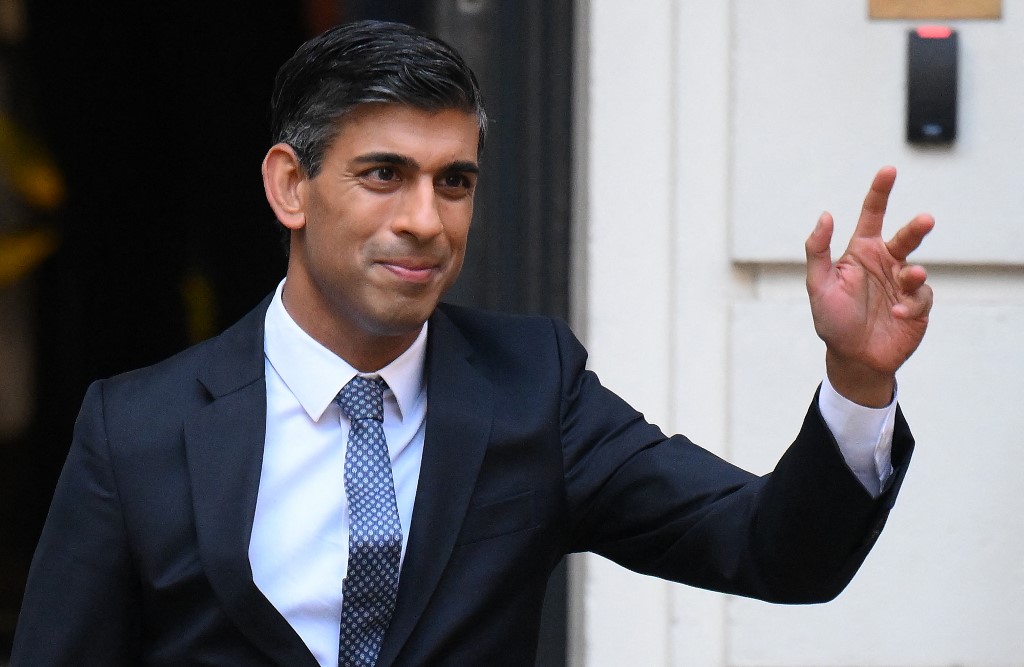 The former finance minister Rishi Sunak, who will take the helm, is Britain’s first non-white prime minister. (AFP)