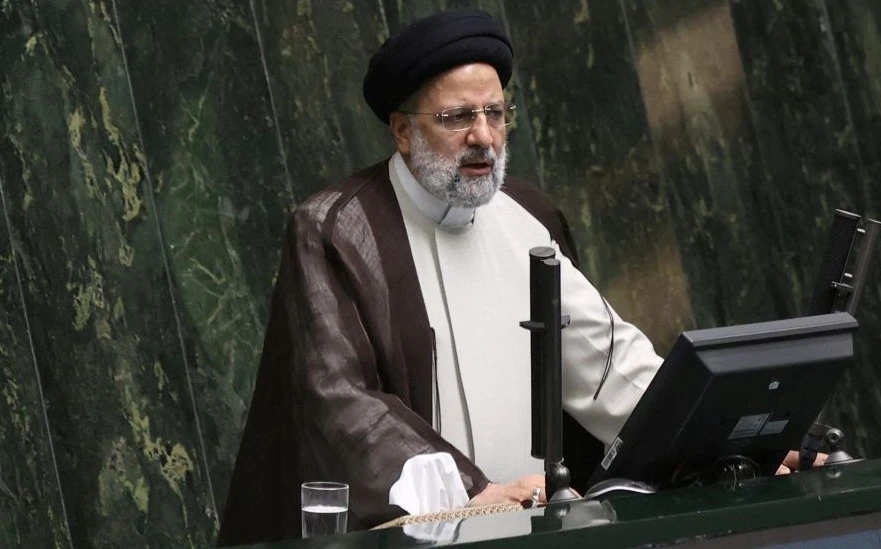 Iran’s President Ebrahim Raisi speaks during a session of parliament in Tehran, Iran, Oct. 4, 2022. (Reuters)