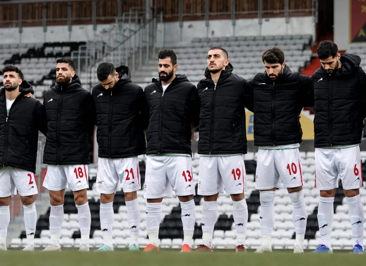 A team-wide reaction followed Tuesday when the Iranian anthem played ahead of the game against Senegal. (Twitter)