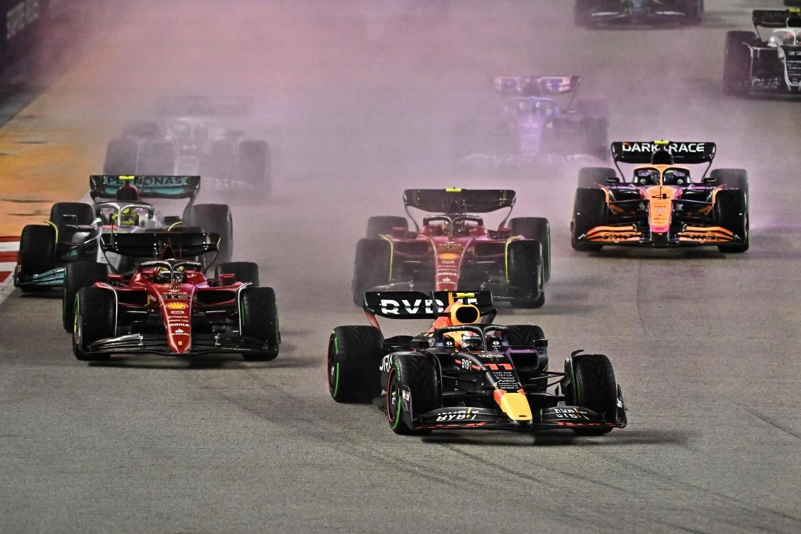 Sergio Perez wins in Singapore rain as Max Verstappen made to wait for F1 title