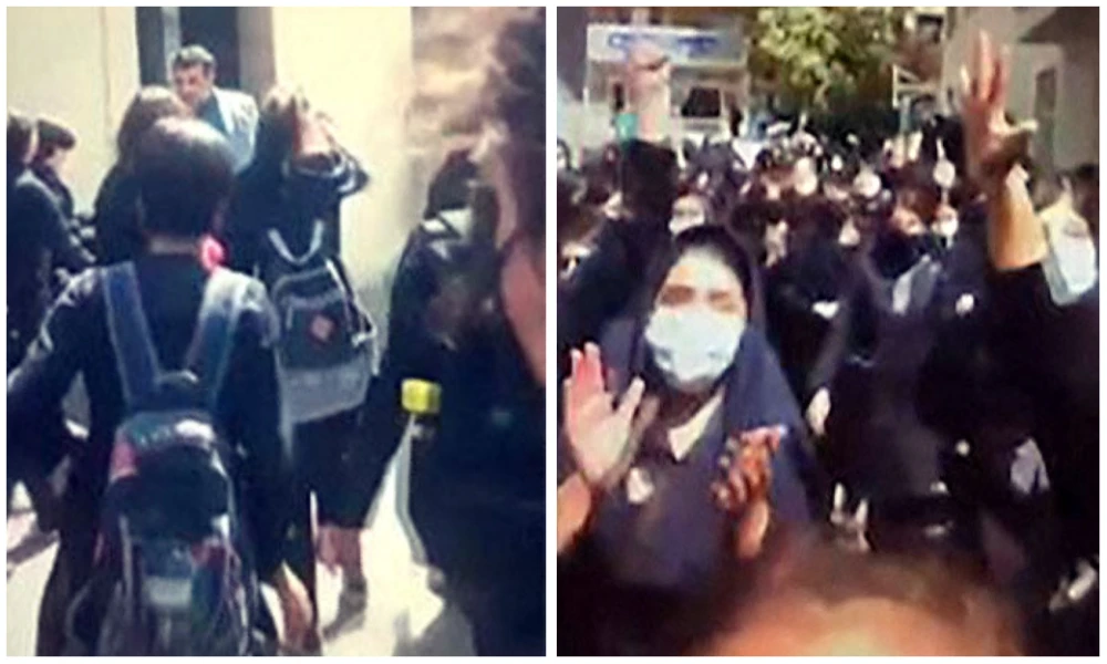 Iranian girls heckle member of feared paramilitary force