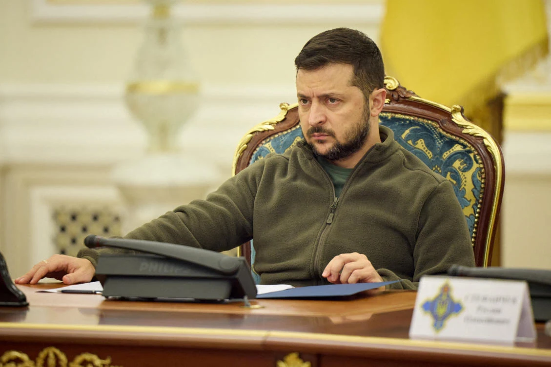 Ukrainian President Volodymyr Zelensky’s comments suggested that NATO should launch preventive strikes on Russia. (Ukrainian Presidential Press Service via Reuters)