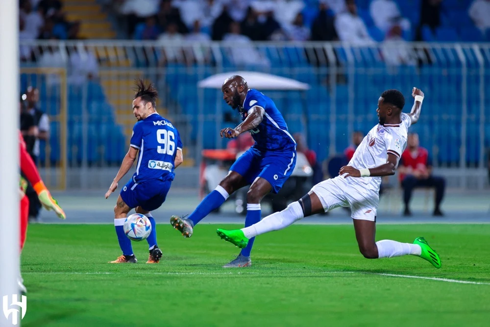 Moussa Marega score for Al-Hilal against Al-Shabab. (Twitter/@Alhilal_FC)
