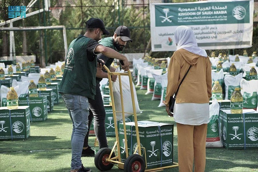 In Lebanon, 505 food baskets were distributed on Saturday in Tyre to 2,525 Syrian and Palestinian refugees from the neediest groups. (SPA)