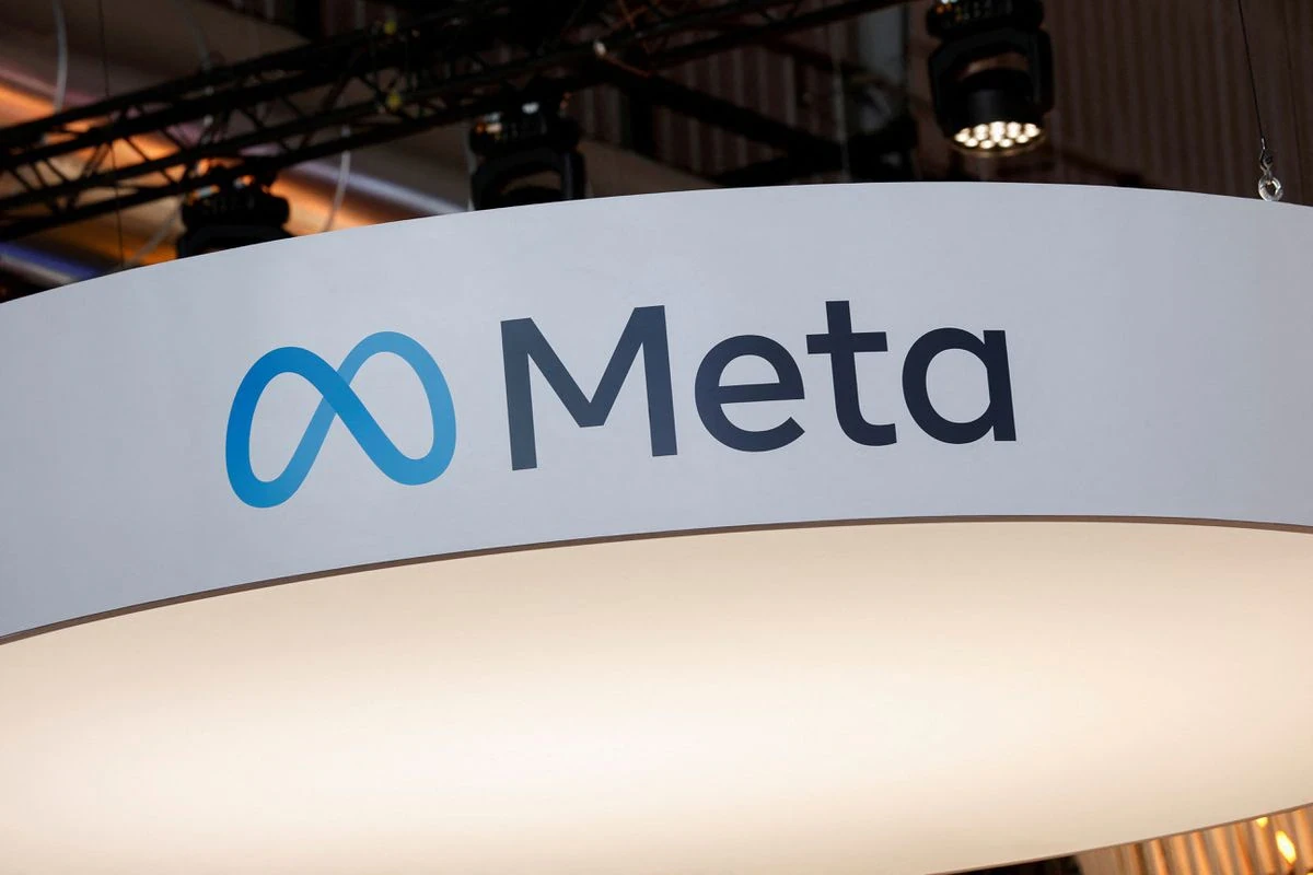 A logo of Meta Platforms Inc. is seen at its booth, at the Viva Technology conference dedicated to innovation and startups, at Porte de Versailles exhibition center in Paris. (Reuters)