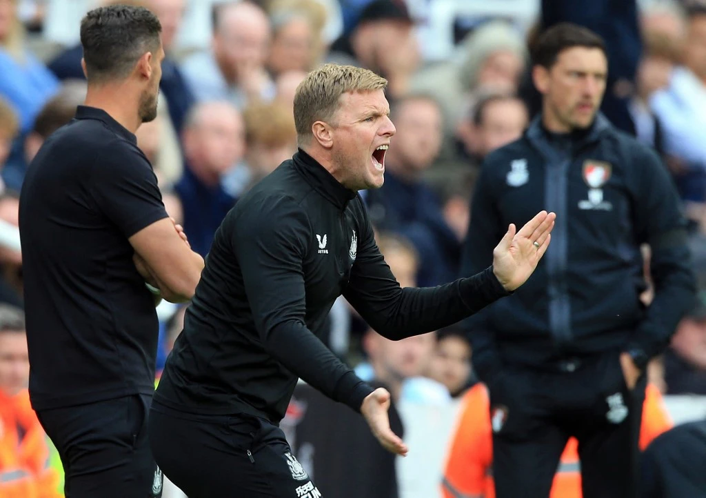 Liverpool boss Jurgen Klopp’s comment regarding “no ceiling for Newcastle” has drawn a cautious response from his United counterpart Eddie Howe (pictured). (AFP)