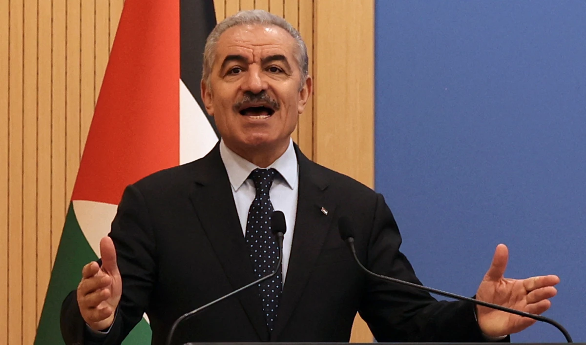 Palestinian prime minister Mohammad Shtayyeh speaks during a press conference following his meeting with Germany's ambassador in the Israeli-occupied West Bank city of Ramallah on September 15, 2021. (AFP/File)