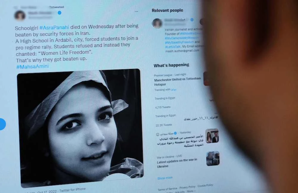 The syndicate said on social media that authorities forced girls at Shahed High School to sing the anthem. (AFP)