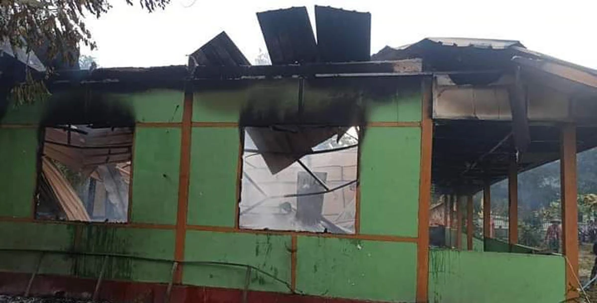 The school at Taung Myint village in the rural Magway region of Myanmar, above, which has been closed since last year, was also burned. (AP)