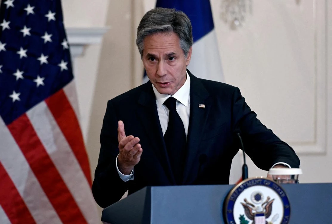 US Secretary of State Antony Blinken and French Foreign Minister Catherine Colonna hold a press conference at the State Department in Washington, DC, on Friday. (AFP)
