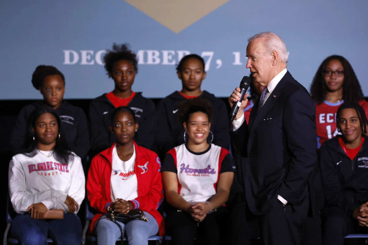 US President Joe Biden gives remarks on student debt relief at Delaware State University on October 21, 2022 in Dover, Delaware. (Getty Images/AFP)