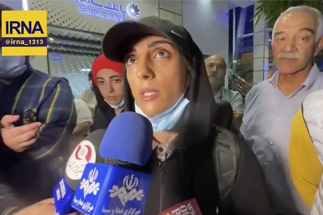 Iranian climber Elnaz Rekabi’s was seen by some as a gesture of solidarity with weeks of protests. (IRNA via AP)