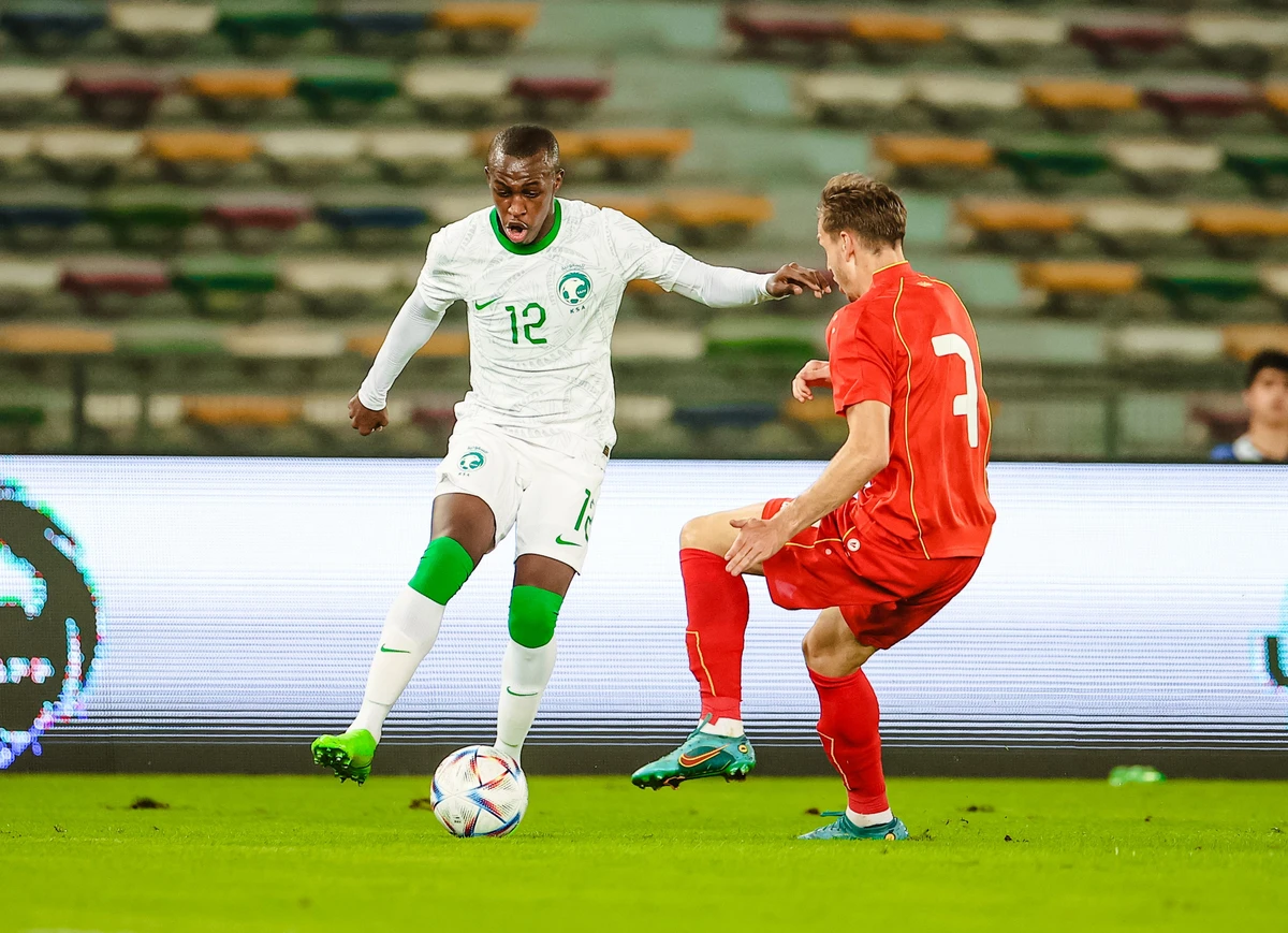 Action from Saudi's 1-0 over North Macedonia. (Twitter/@SaudiNT)