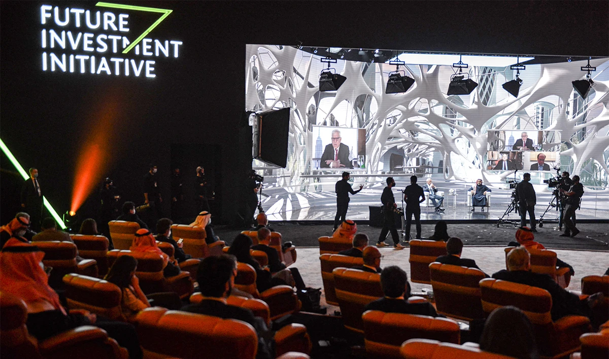 Delegates attend a debate during the fourth edition of the Future Investment Initiative (FII) conference at the capital Riyadh's Ritz-Carlton hotel on January 27, 2021. (AFP/File)