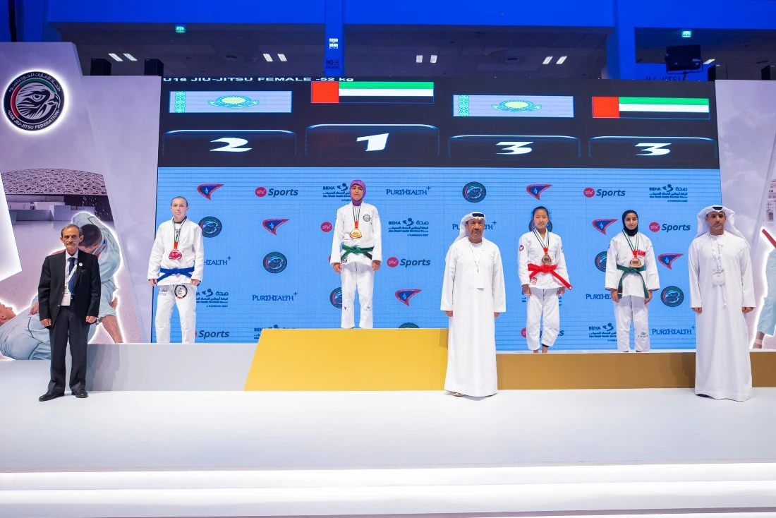 The UAE women's U-16 team claimed 10 medals on the second day of the Jiu-Jitsu World Championship. (UAEJJF)