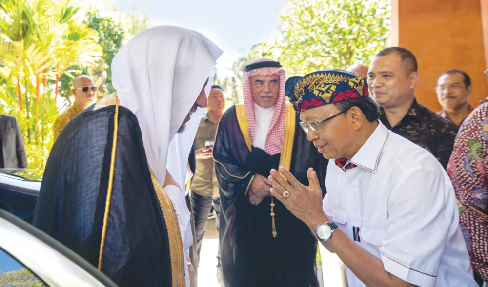 The secretary-general of the Muslim World League, Mohammed Al-Issa arrives in Bali. (Supplied)