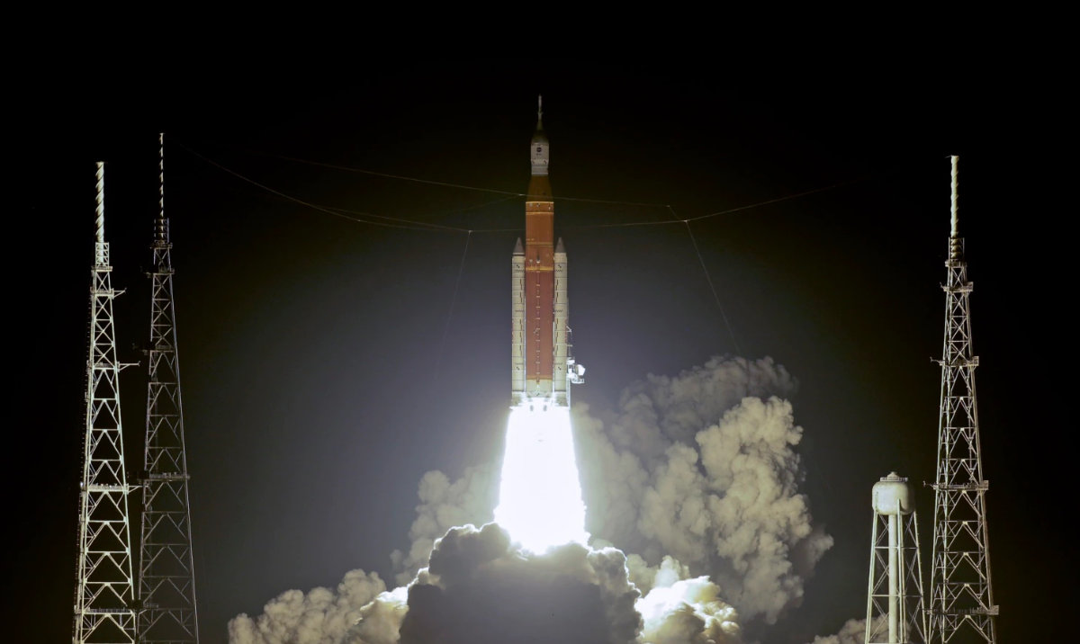 NASA’s new moon rocket lifts off from Launch Pad 39B at the Kennedy Space Center in Cape Canaveral, Fla., Nov. 16, 2022. (AP)