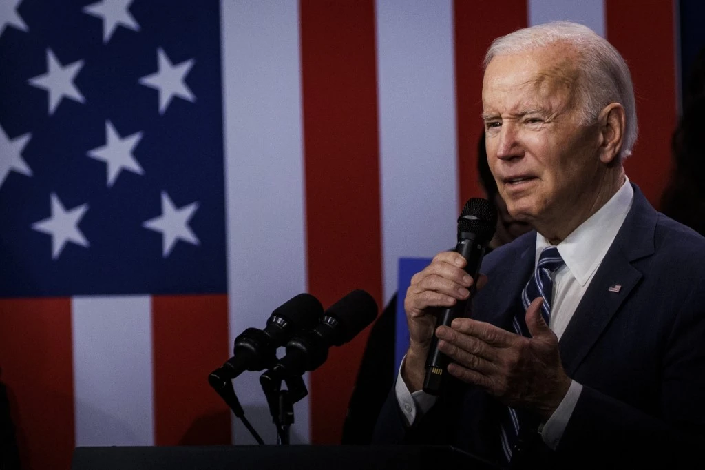 President Joe Biden speaks at a event hosted after the Democratic National Party's win at the midterms (File/AFP)