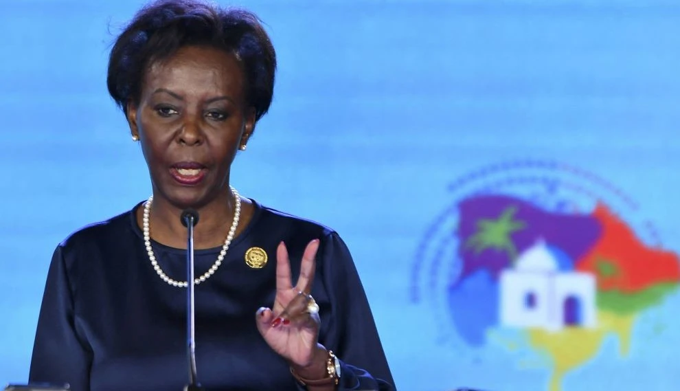Secretary General of the Organization Internationale de la Francophonie (OIF) Louise Mushikiwabo, Tunisia, Nov. 20, 2022. (AFP)