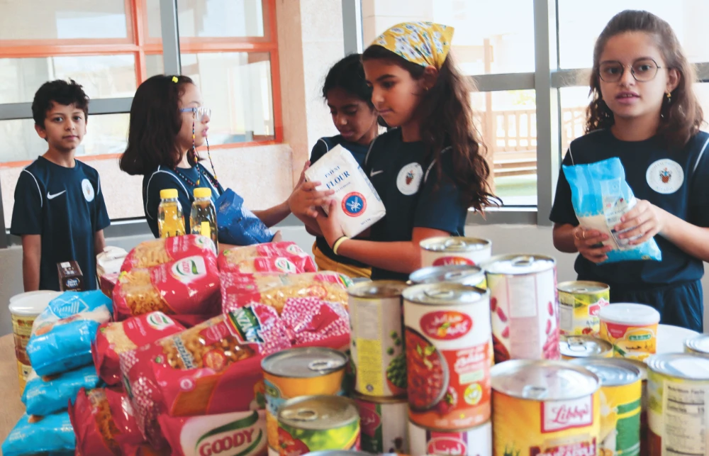 In Riyadh, the students at Aldenham Prep School created care packages for charity. (Supplied)