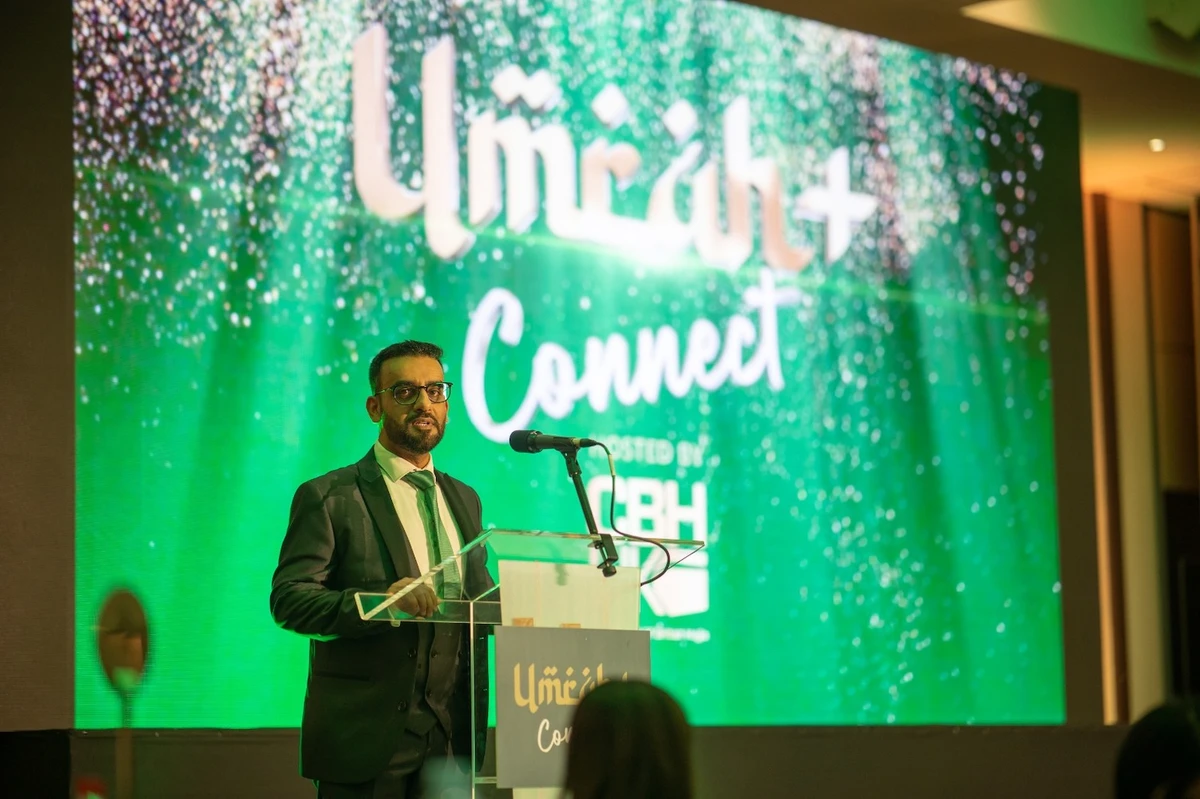 CEO of the Council of British Hajjis and event host Rashid Mogradia speaks at Umrah+ Connect 2021. (File/CBHUK)