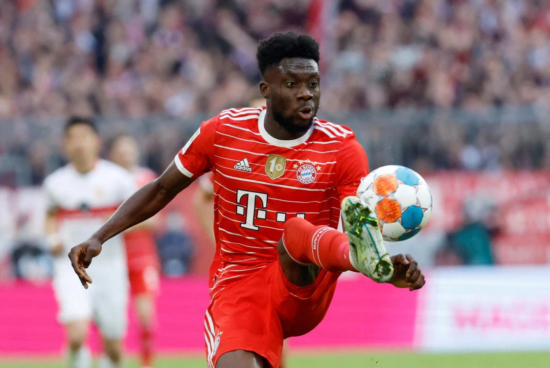 Bayern Munich’s Alphonso Davies in action. (Reuters)