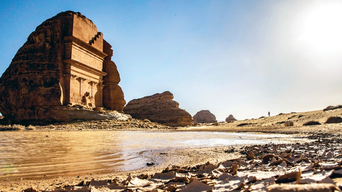 Hegra archaeological site is a significant destination of more than 22,000 sq. km of AlUla region, with its lush oasis valley and towering mountains. (Supplied)