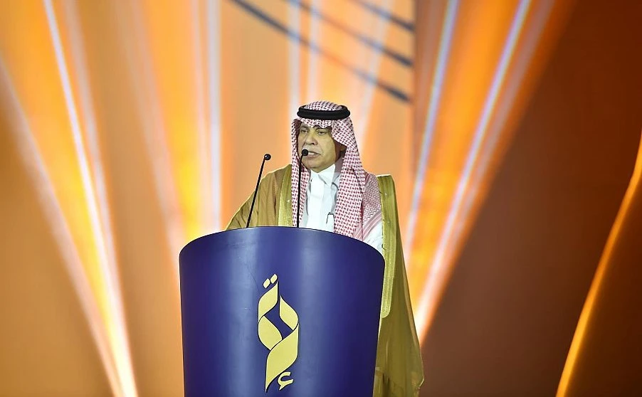Saudi Arabia’s Minister of Media Dr. Majid Al-Qasabi announces the opening of the 22nd Arab Radio and Television Festival in Riyadh, Wednesday, Nov. 9, 2022. (SPA)