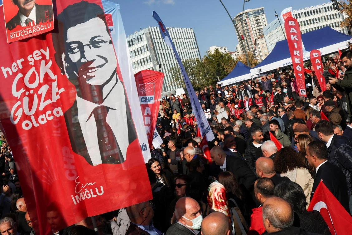 Supporters regard the trial as an attempt to prevent the popular mayor from running against President Recep Tayyip Erdogan in elections currently scheduled for June 2023. (Reuters)