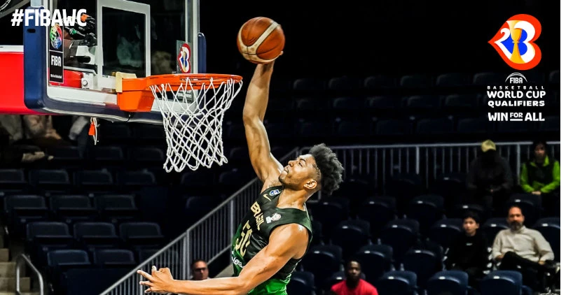 NBA player Bruno Caboclo (#55) of the Utah Jazz powered Brazil to a 94-79 win over the US in a World Cup basketball qualifier. (Twitter photo)