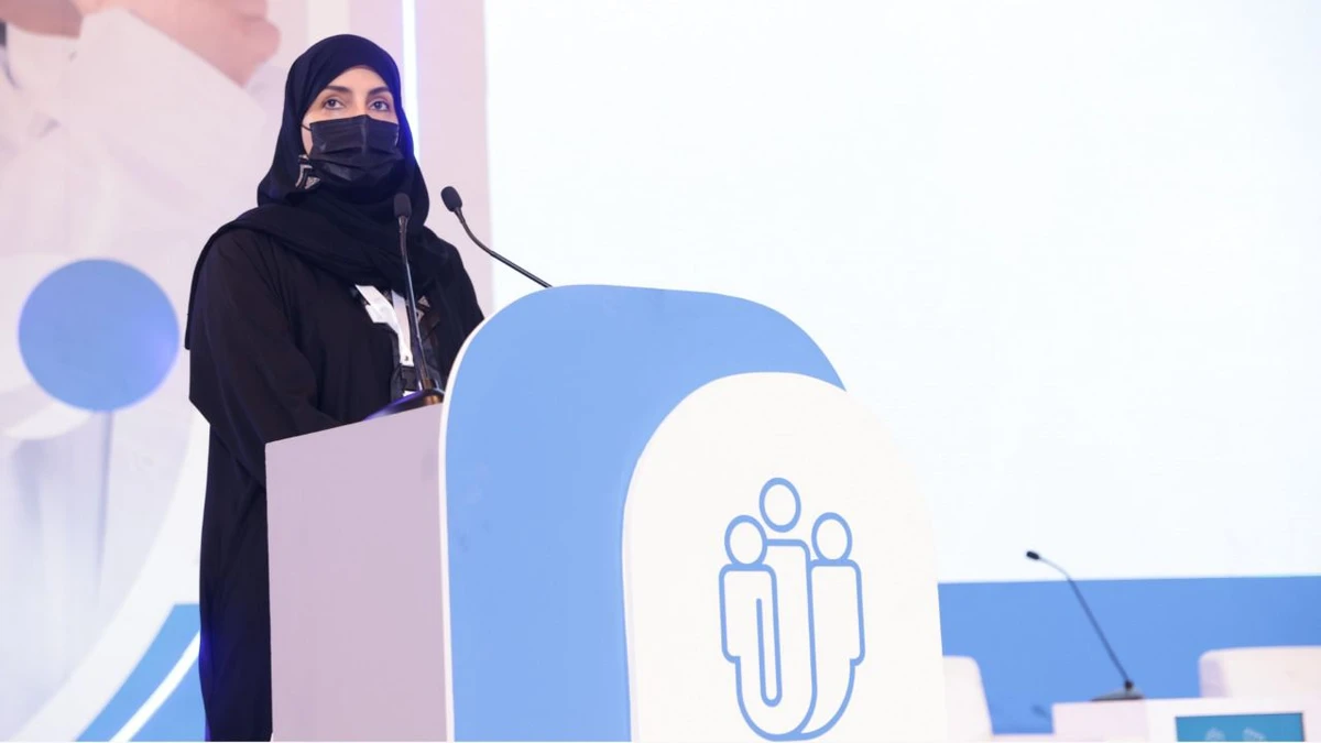Dr. Shirin Al-Awfi, Chairman of the Council’s Children’s Committee talks during the third Children’s Forum, titled “Our Future Is in Our Hands,” in Riyadh on Friday (Supplied)