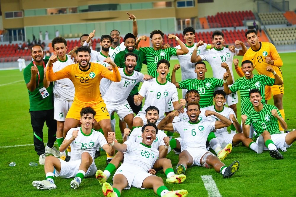 Saudi Arabia face Qatar in Tuesday’s 2022 West Asian Football Federation U-23 Championship final at the Prince Abdullah Al-Faisal Stadium. (Twitter: @SaudiNT)