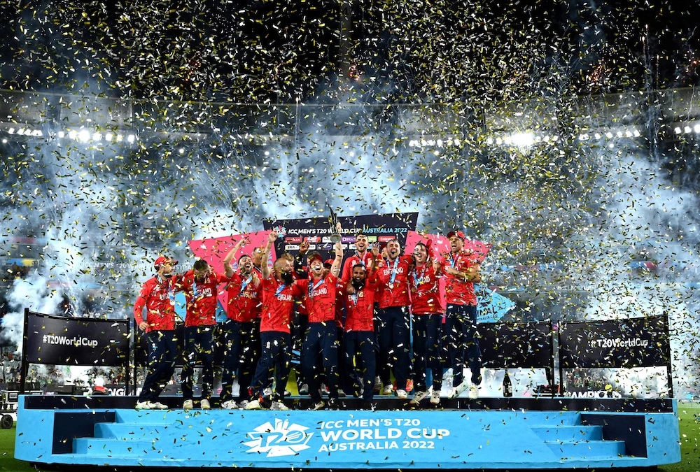 England won their second T20 World title after they defeated Pakistan by five wickets at the Melbourne Cricket Ground. (AAP Image via Reuters)