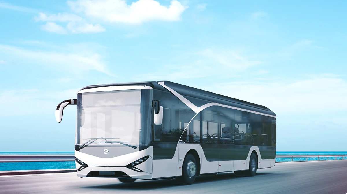 The fleet of zero-emission electric buses will be used initially to transport employees around the site. (Supplied)