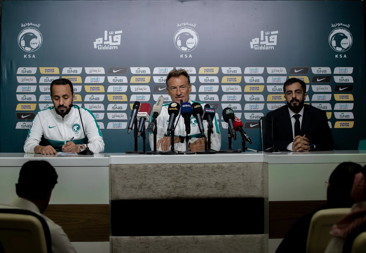 Saudi Arabia’s football coach Herve Renard at a press conference on Tuesday. (supplied)