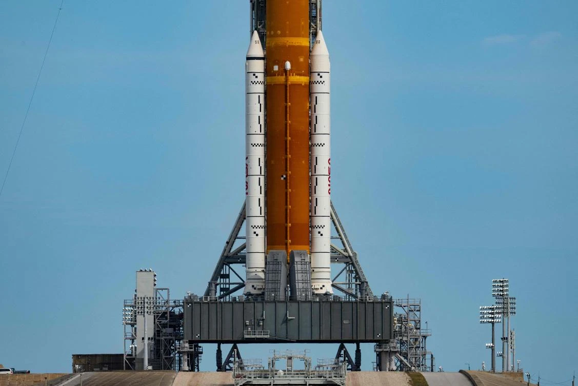 After two failed attempts this summer, NASA was busy completing final preparations for the launch of its new mega Moon rocket. (AFP)