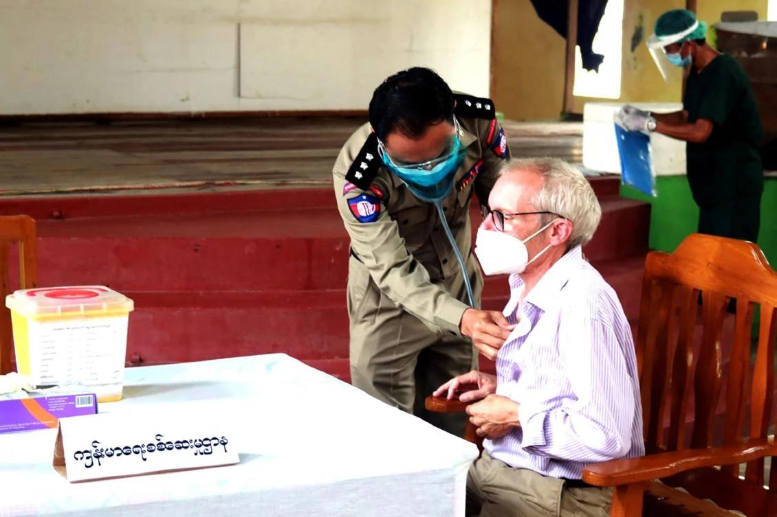 Sean Turnell, an Australian economist and former adviser to democracy icon Aung San Suu Kyi, was among those released under an amnesty from the Myanmar’s military rulers. (Myanmar News Agency via AFP)