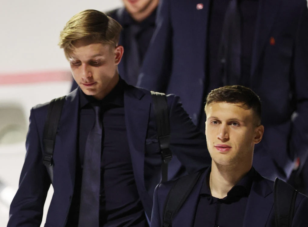 Poland team arrives in Doha’s Hamad International Airport for the FIFA World Cup 2022 on Thursday. (Reuters)