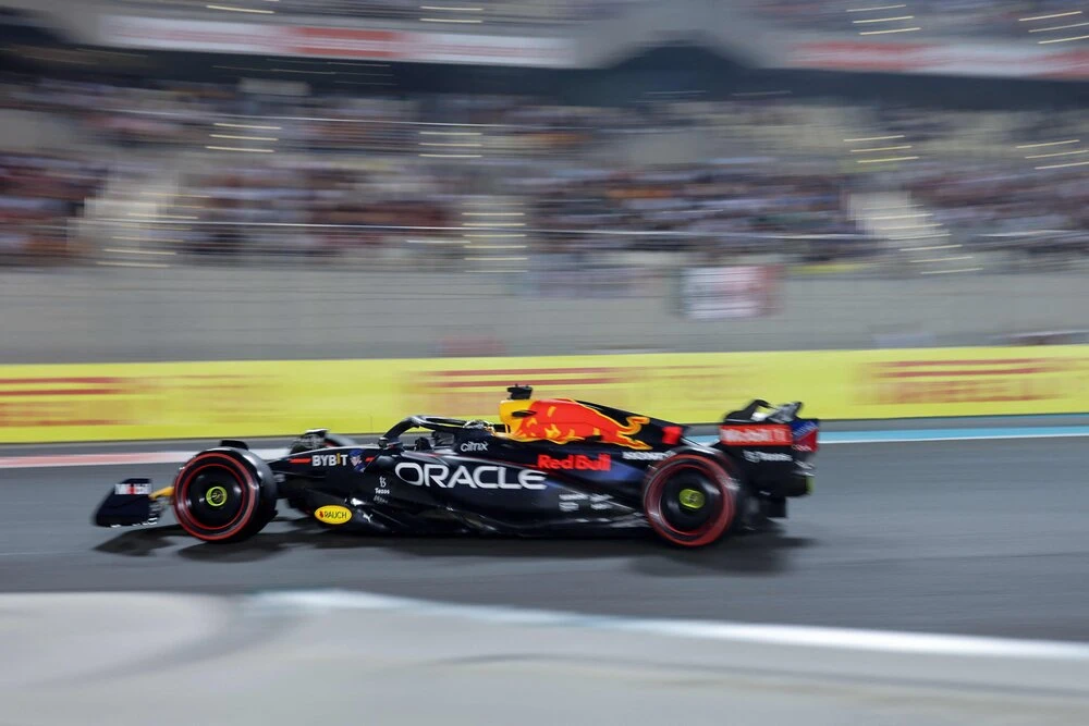 Red Bull’s Dutch driver Max Verstappen drives during the qualifying session on the eve of the Abu Dhabi F1 Grand Prix at the Yas Marina Circuit in Abu Dhabi on Saturday. (AFP)