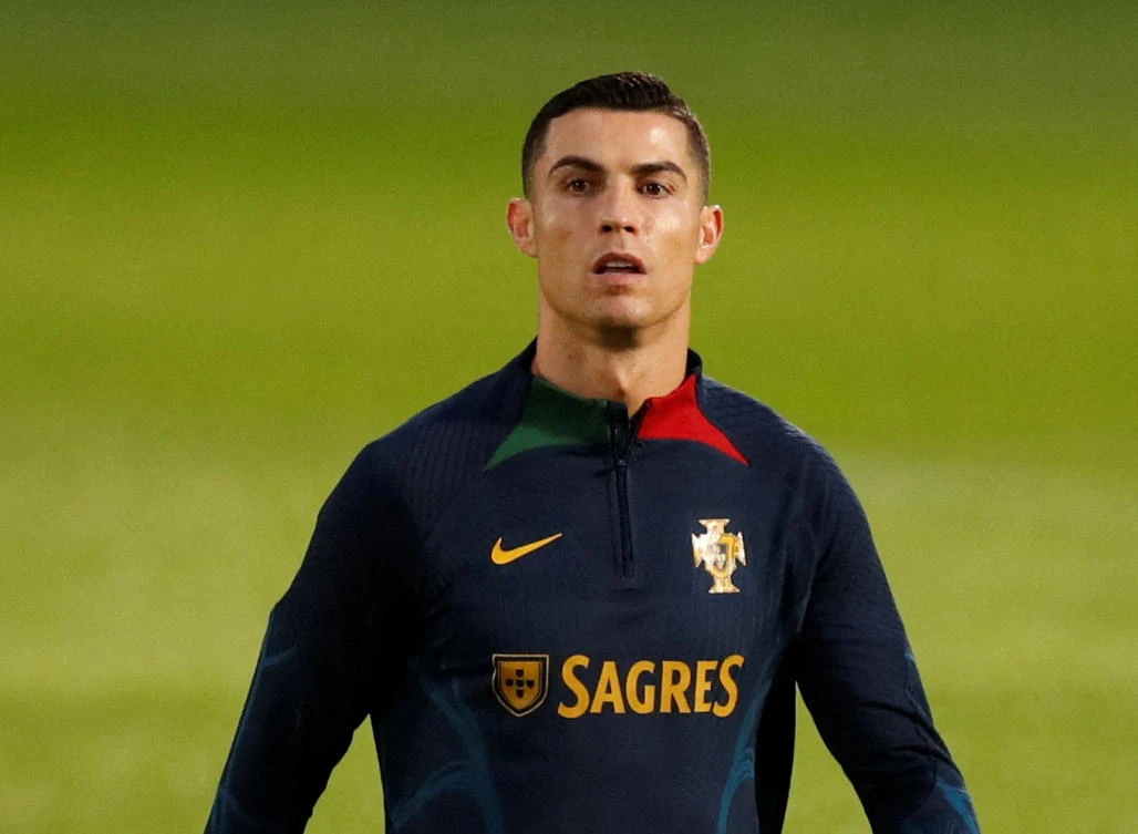 Portugal’s Cristiano Ronaldo during training ahead of the FIFA World Cup Qatar 2022 at Cidade do Futebol, Oeiras, Portugal on November 14, 2022. (Reuters)