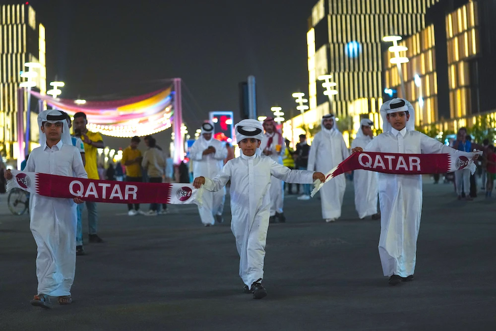 Football fans and supporters converge at the FIFA fan zone in Doha to get into the tournament spirit.