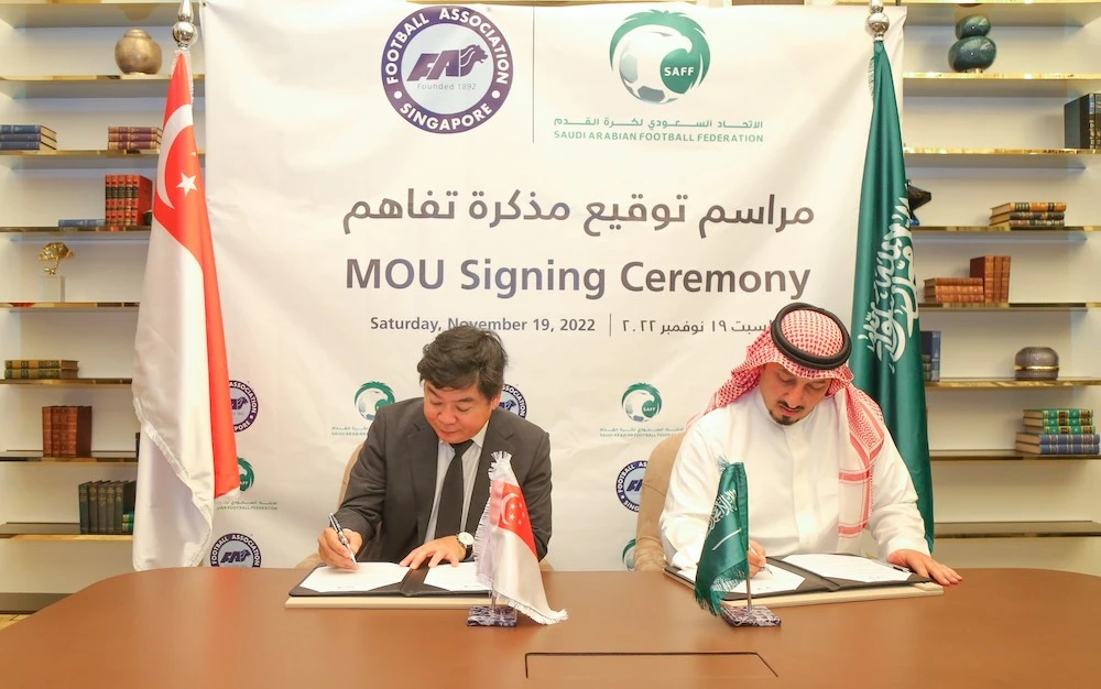 he Saudi Arabian Football Federation has signed a two-year memorandum of understanding with its Singapore counterpart to develop the game. (Supplied)