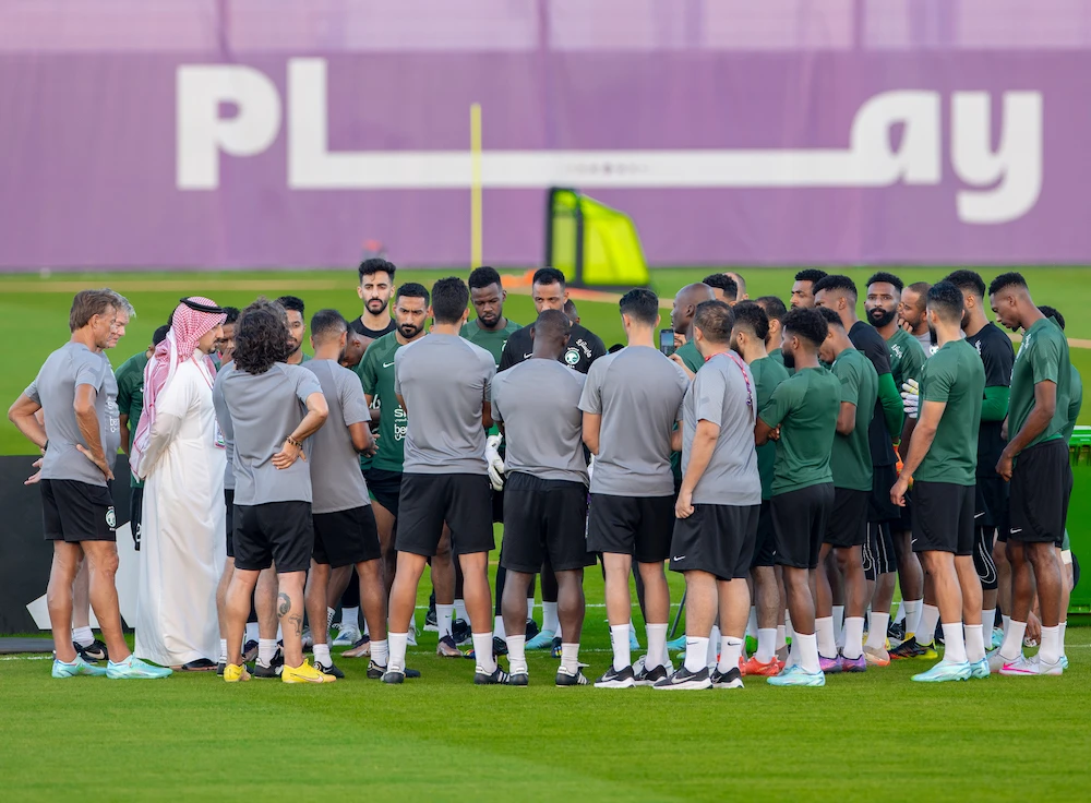 The Saudi national team trained at their seaside venue under the supervision of coach Herve Renard. (Supplied)